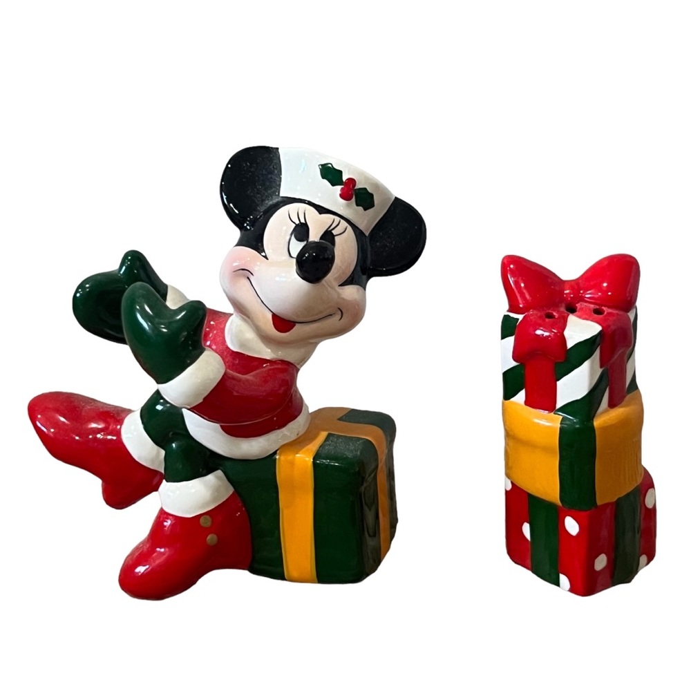 Disney Vintage Enesco Minnie‎ Gifts Salt And Pepper Shakers Christmas Holidays